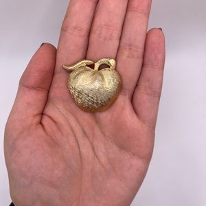 Vintage Coro Gold-Tone Apple Brooch
